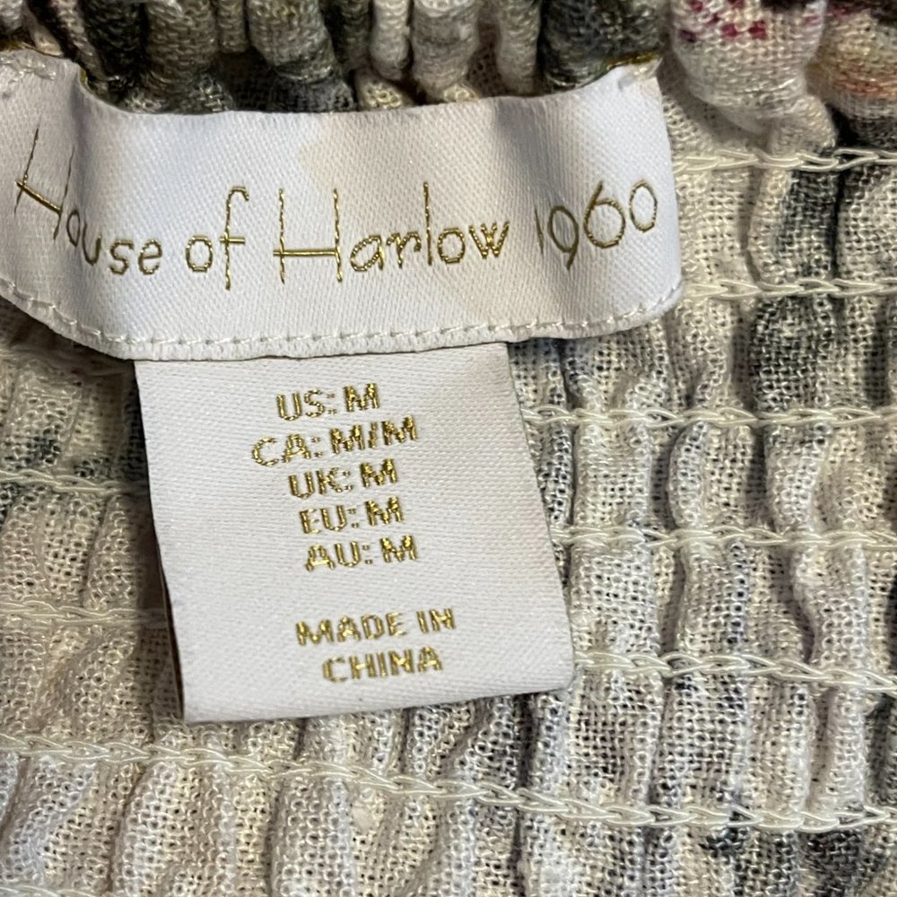 House of Harlow 1960 Linen Blend Tiered Bow Tie Shoulder Long Maxi Dress - Picture 6 of 8